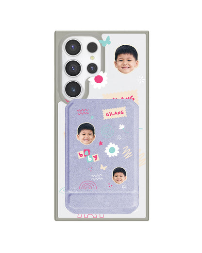 Android Magnetic Multifold Wallet - Face Grid Abstract