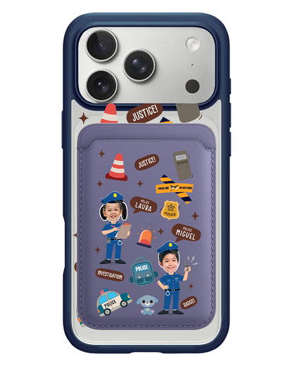 iPhone Magnetic Wallet Case - Face Grid Dream Police