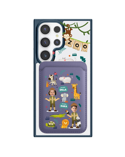 Android Magnetic Wallet Case - Face Grid Dream Zoo Keeper
