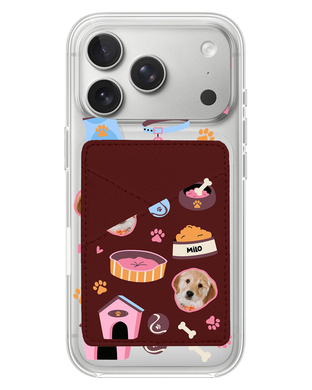 iPhone Phone Wallet Case - Pet Grid Puppy Cozy Day
