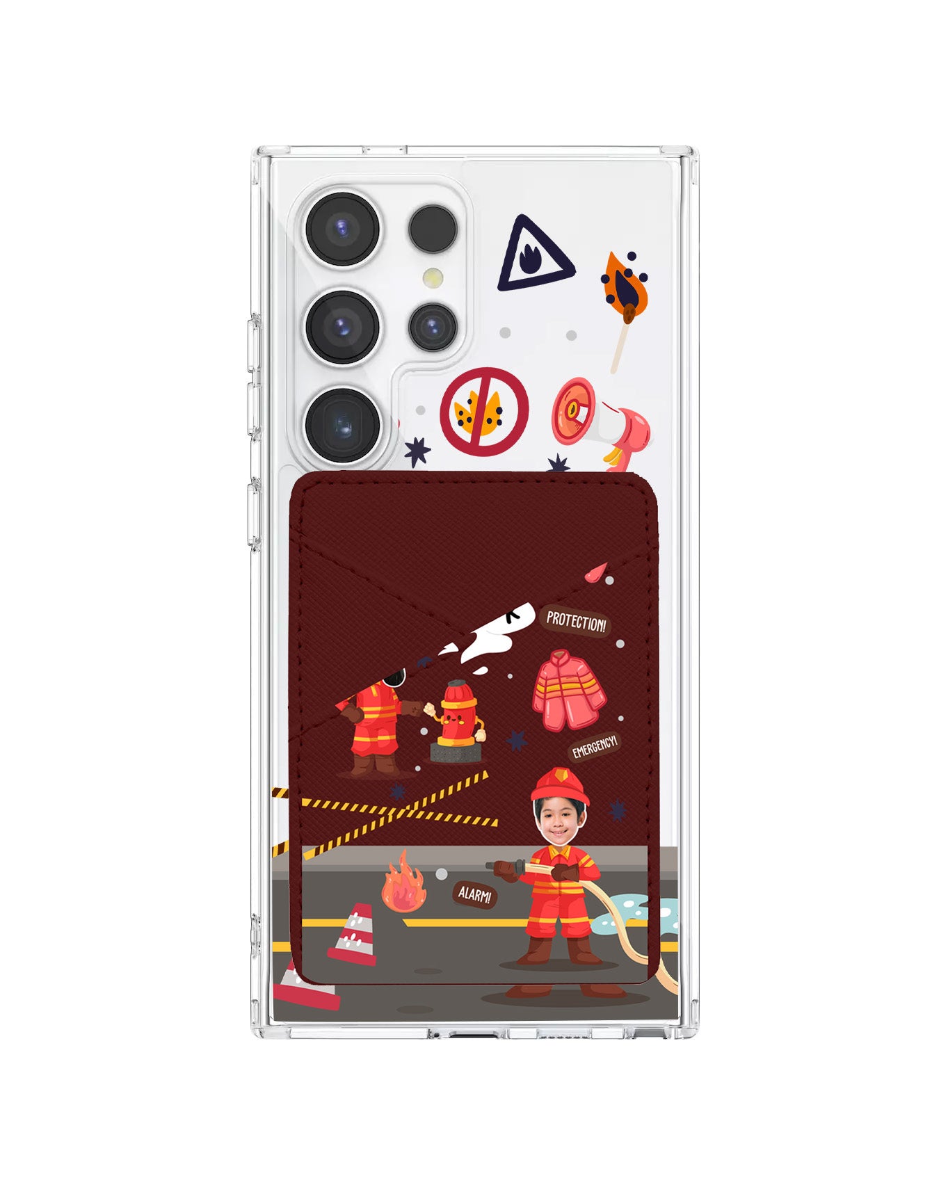 Android Phone Wallet Case - Face Grid Dream Firefighter