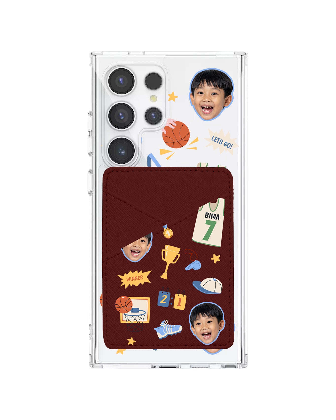 Android Phone Wallet Case - Face Grid Basketball
