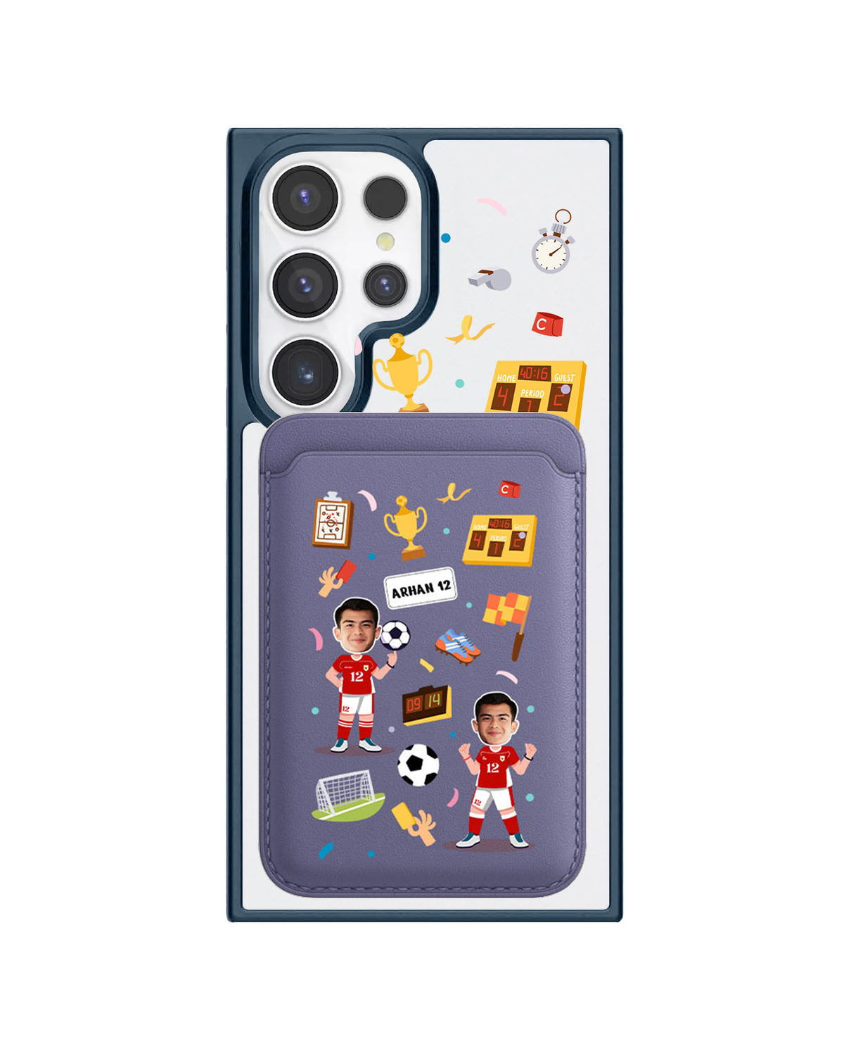 Android Magnetic Wallet Case - Face Grid Dream Soccer