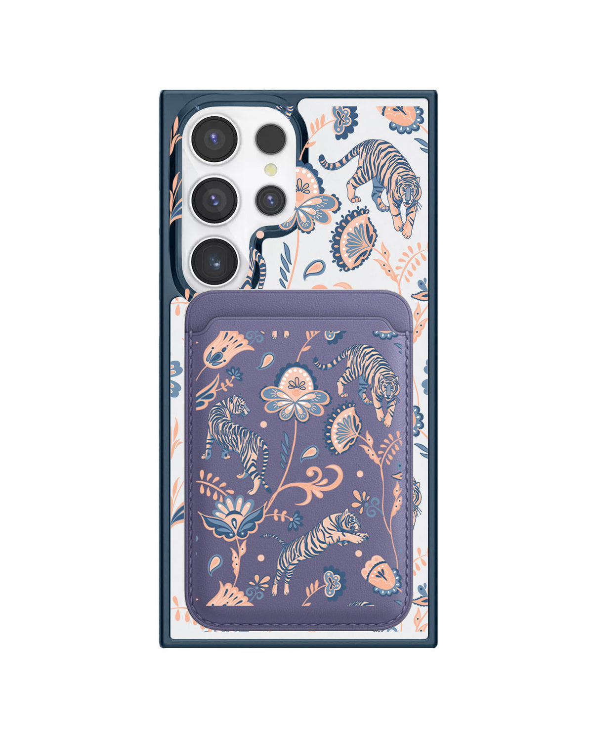 Android Magnetic Wallet Case - Tiger & Floral 5.0