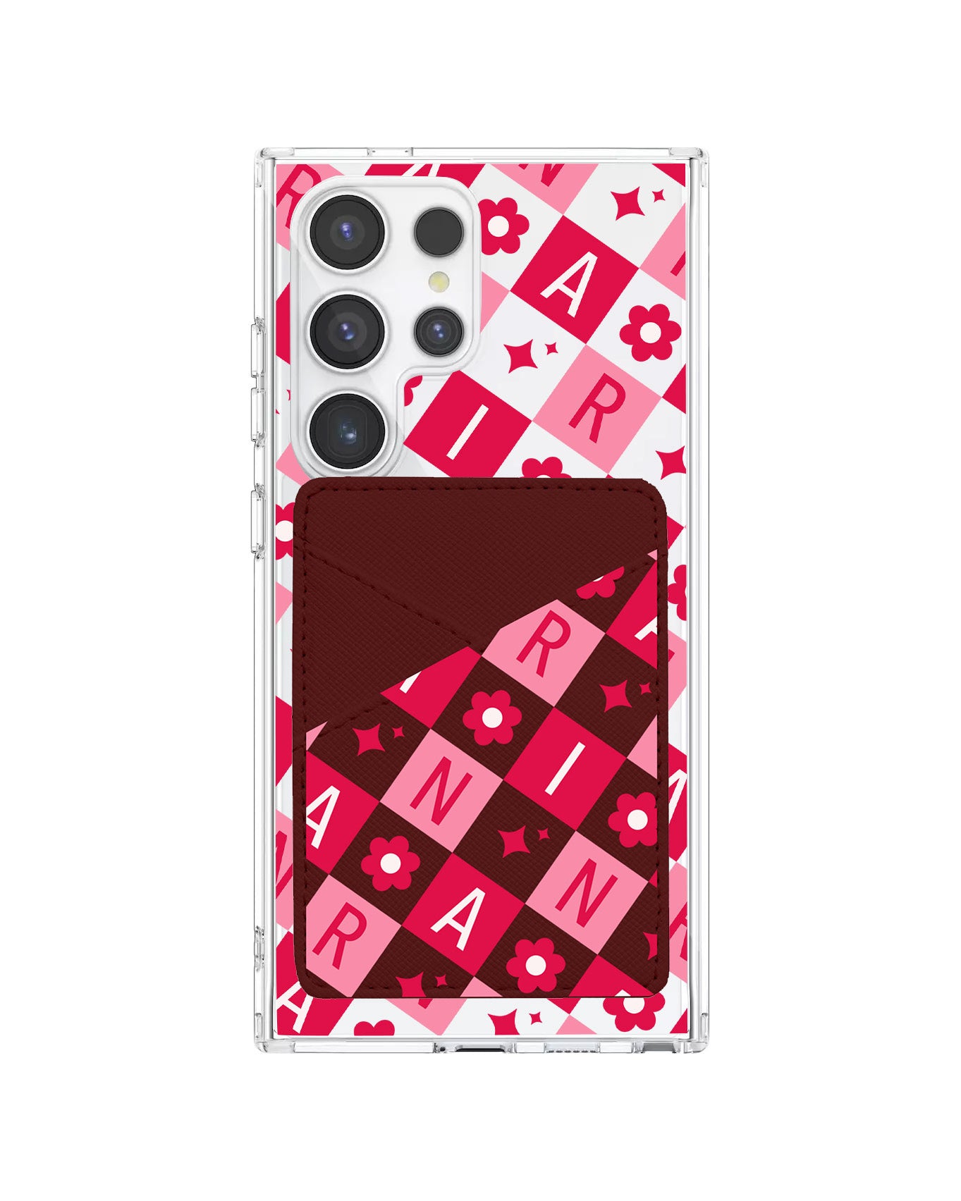 Android Phone Wallet Case - Flower Grid Monogram 1.0