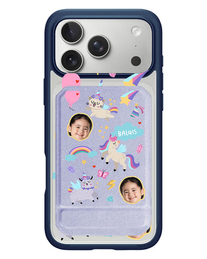 iPhone Magnetic Multifold Wallet - Face Grid Unicorn