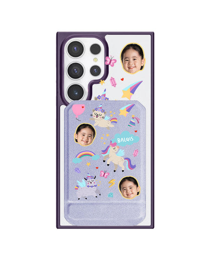 Android Magnetic Multifold Wallet - Face Grid Unicorn