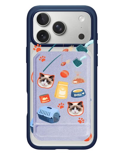 iPhone Magnetic Multifold Wallet - Pet Grid Kitty Adventures