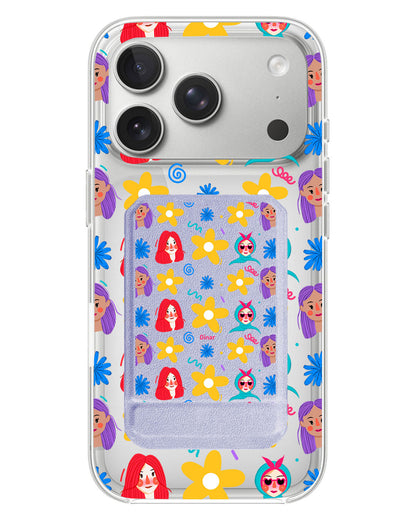 iPhone Magnetic Multifold Wallet - Daisy Faces