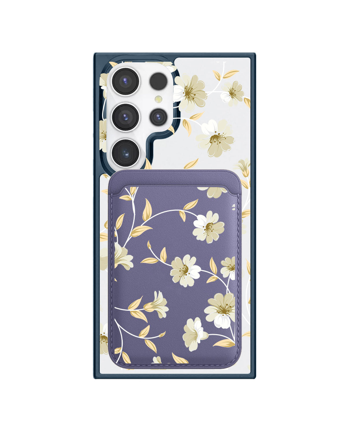 Android Magnetic Wallet Case - White Magnolia