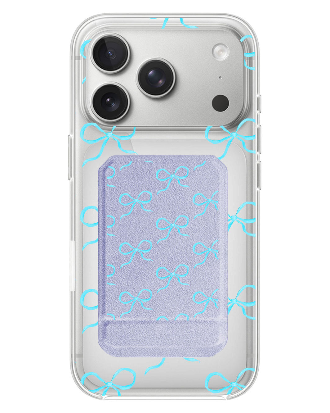 iPhone Magnetic Multifold Wallet - Coquette Blue Bow