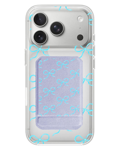 iPhone Magnetic Multifold Wallet - Coquette Blue Bow