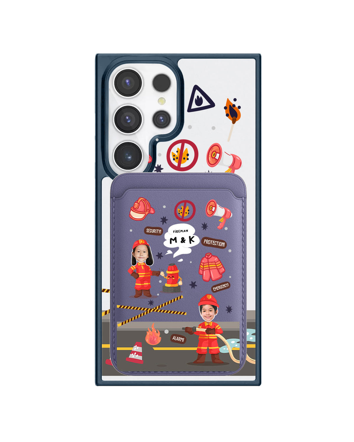Android Magnetic Wallet Case - Face Grid Dream Firefighter