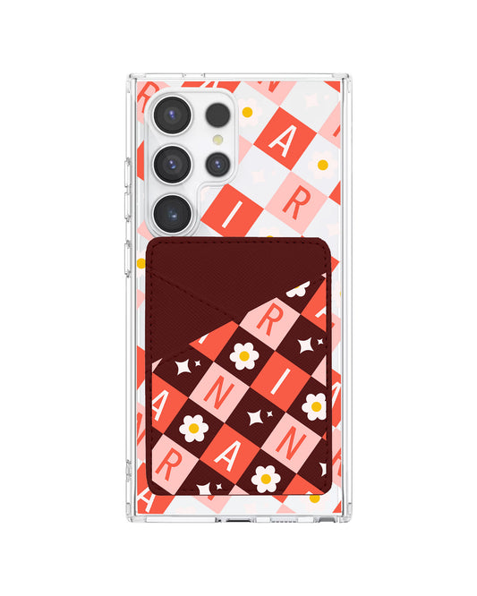 Android Phone Wallet Case - Flower Grid Monogram 2.0