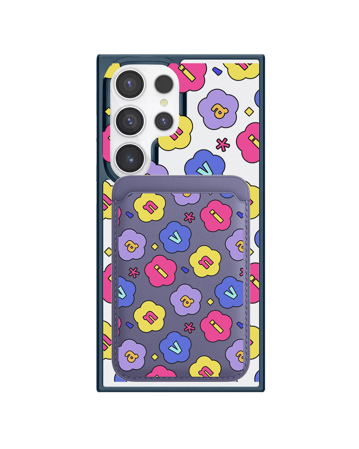 Android Magnetic Wallet Case - Flower Petals Monogram 2.0