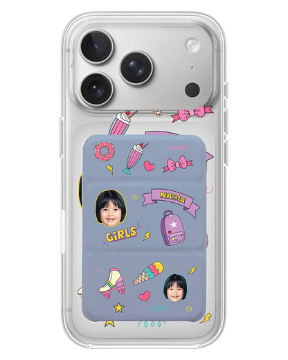 iPhone Magnetic Trifold Wallet Case - Face Grid Comic