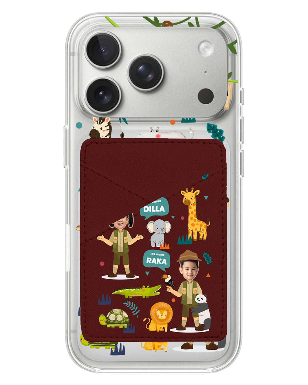 iPhone Phone Wallet Case - Face Grid Dream Zoo Keeper