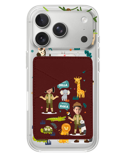 iPhone Phone Wallet Case - Face Grid Dream Zoo Keeper