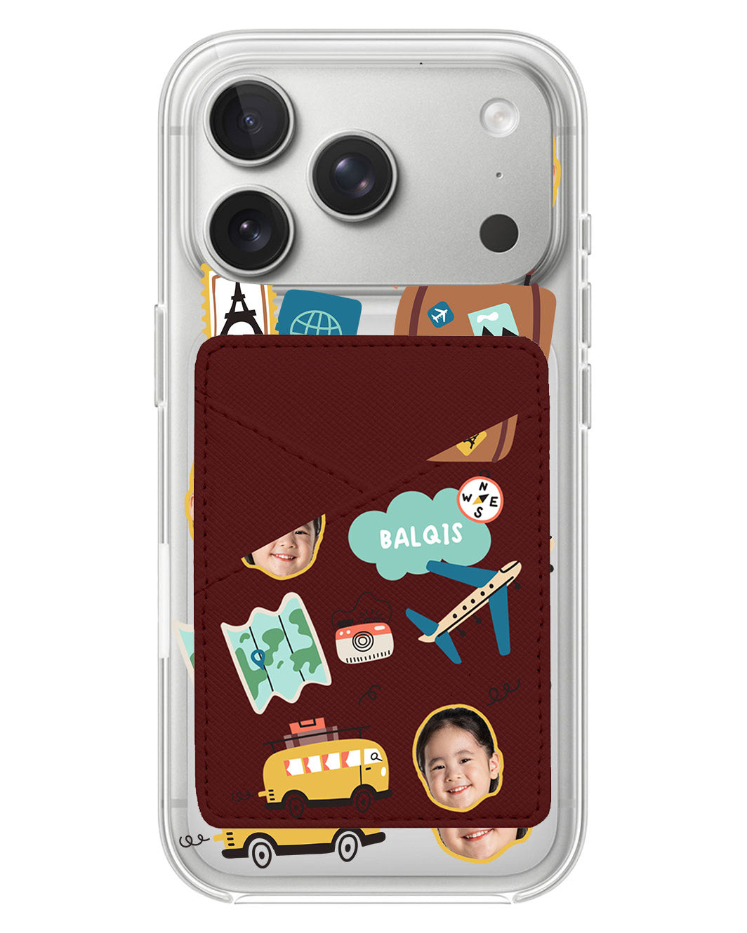 iPhone Phone Wallet Case - Face Grid Travel