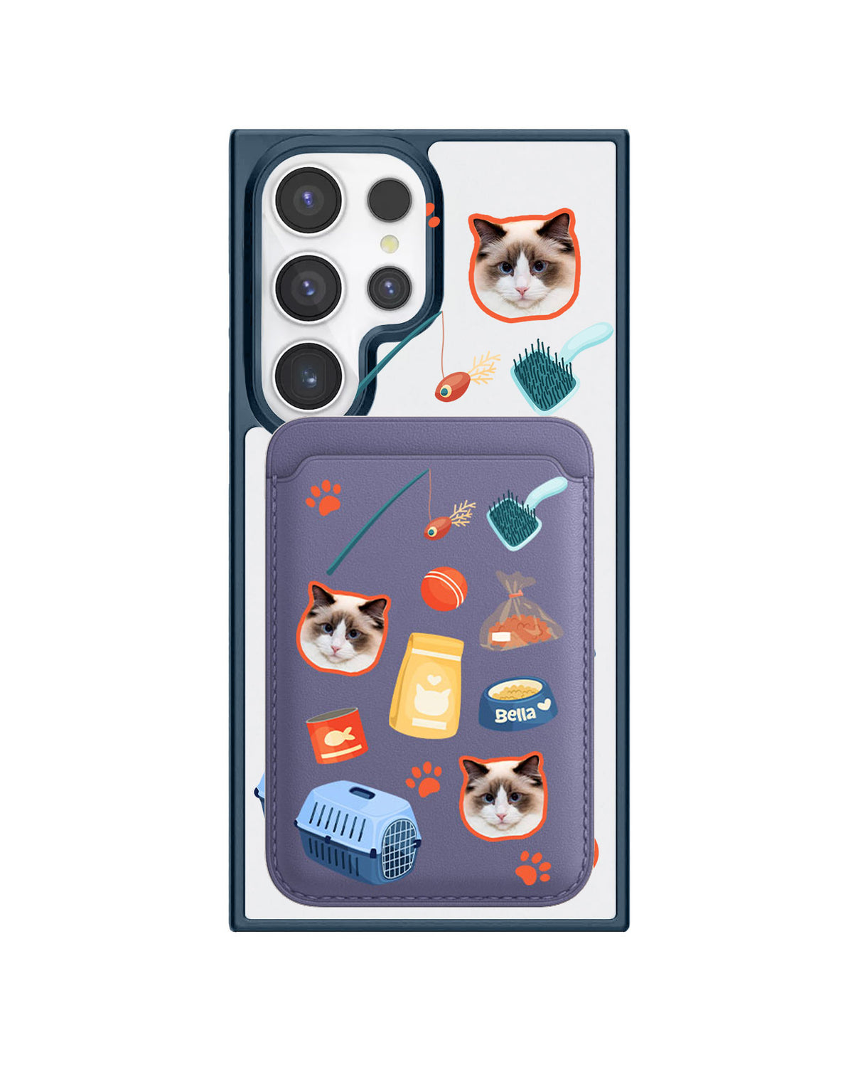 Android Magnetic Wallet Case - Pet Grid Kitty Adventures