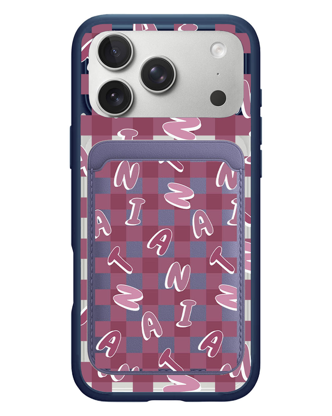 iPhone Magnetic Wallet Case - Checkered Monogram 2.0