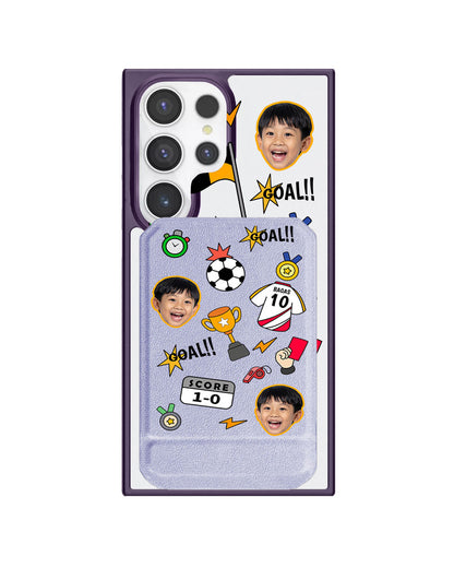 Android Magnetic Multifold Wallet - Face Grid Soccer