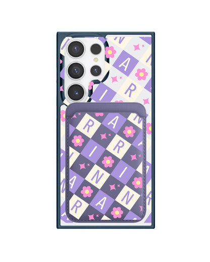 Android Magnetic Wallet Case - Flower Grid Monogram 3.0