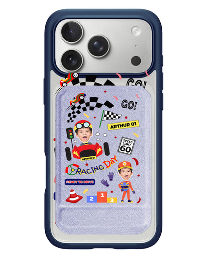 iPhone Magnetic Multifold Wallet - Face Grid Dream Racer