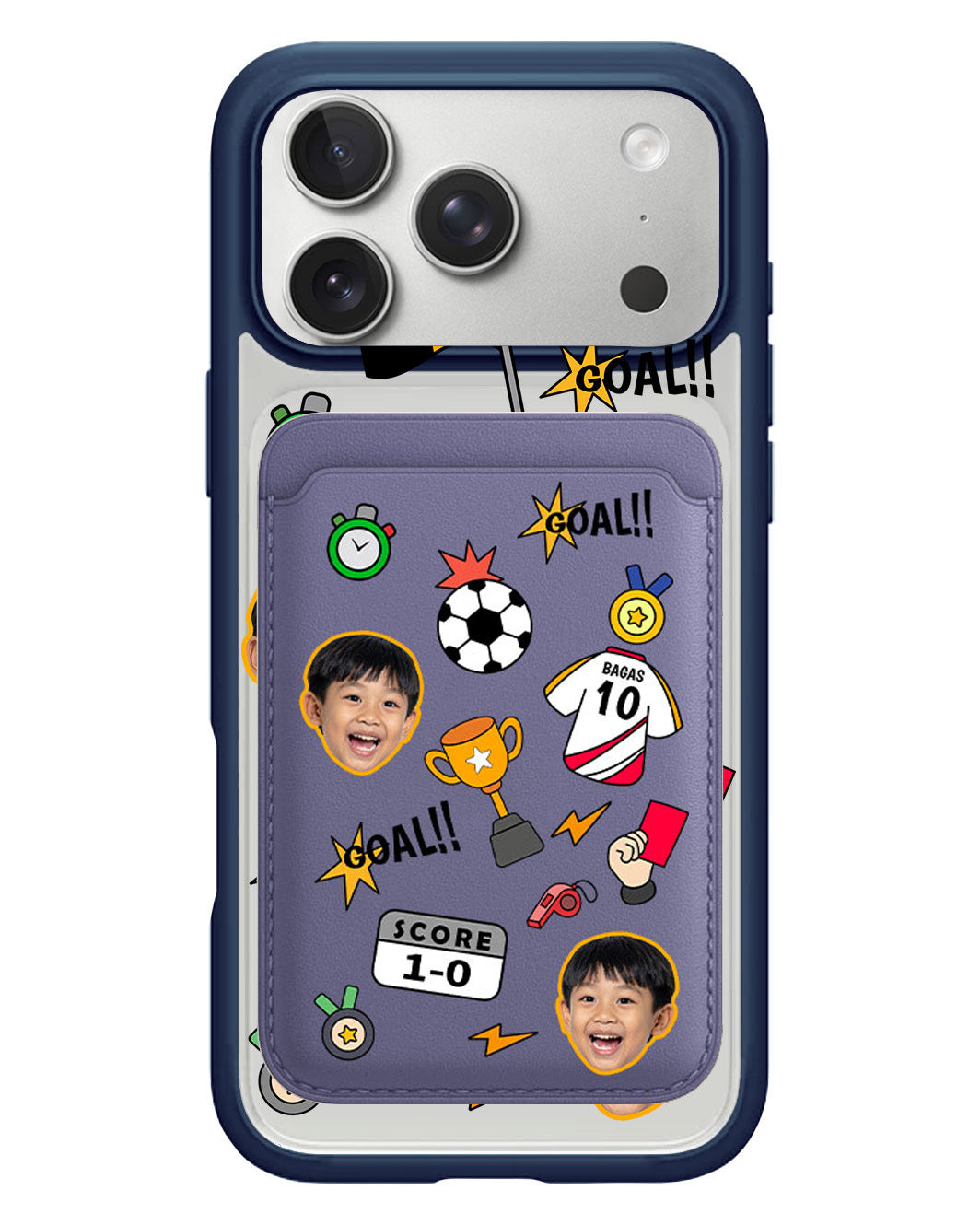 iPhone Magnetic Wallet Case - Face Grid Soccer