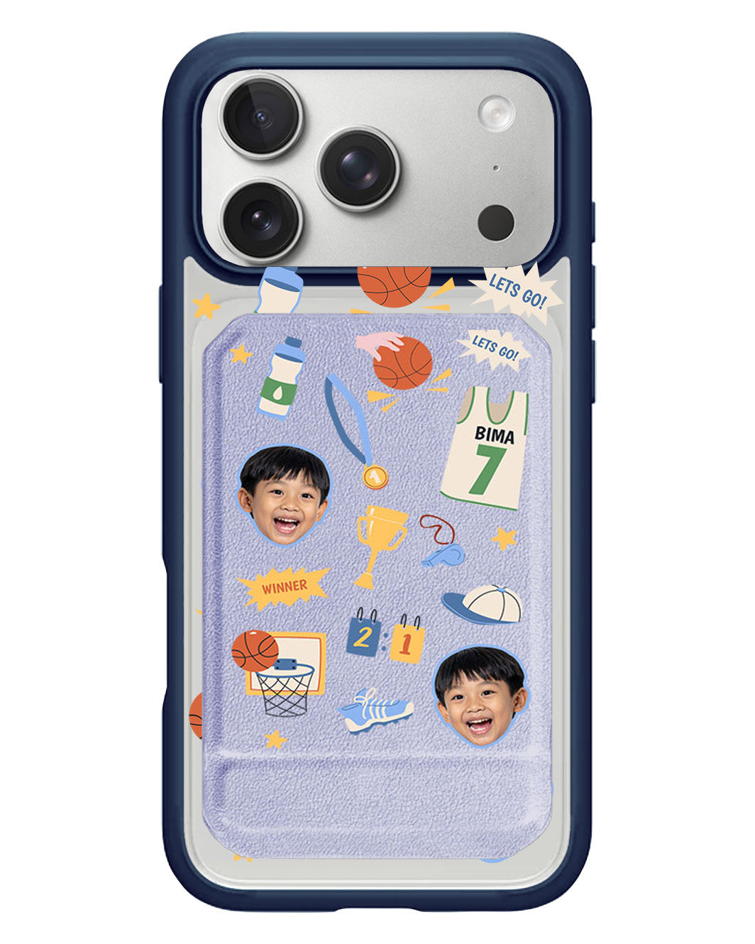 iPhone Magnetic Multifold Wallet - Face Grid Basketball