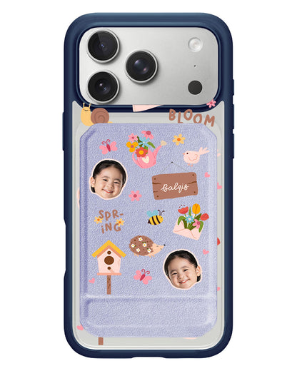 iPhone Magnetic Multifold Wallet - Face Grid Spring Bloom