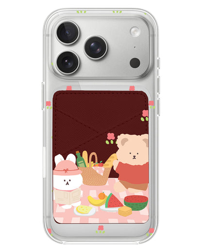 iPhone Phone Wallet Case - Picnic Bear Pink