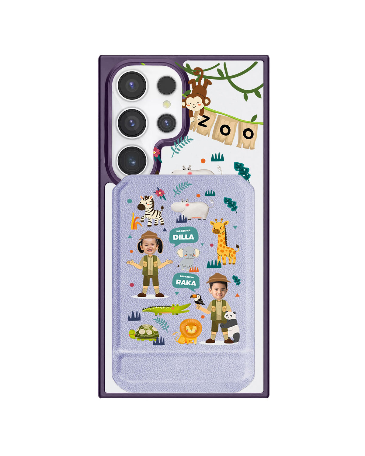 Android Magnetic Multifold Wallet - Face Grid Dream Zoo Keeper