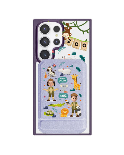 Android Magnetic Multifold Wallet - Face Grid Dream Zoo Keeper