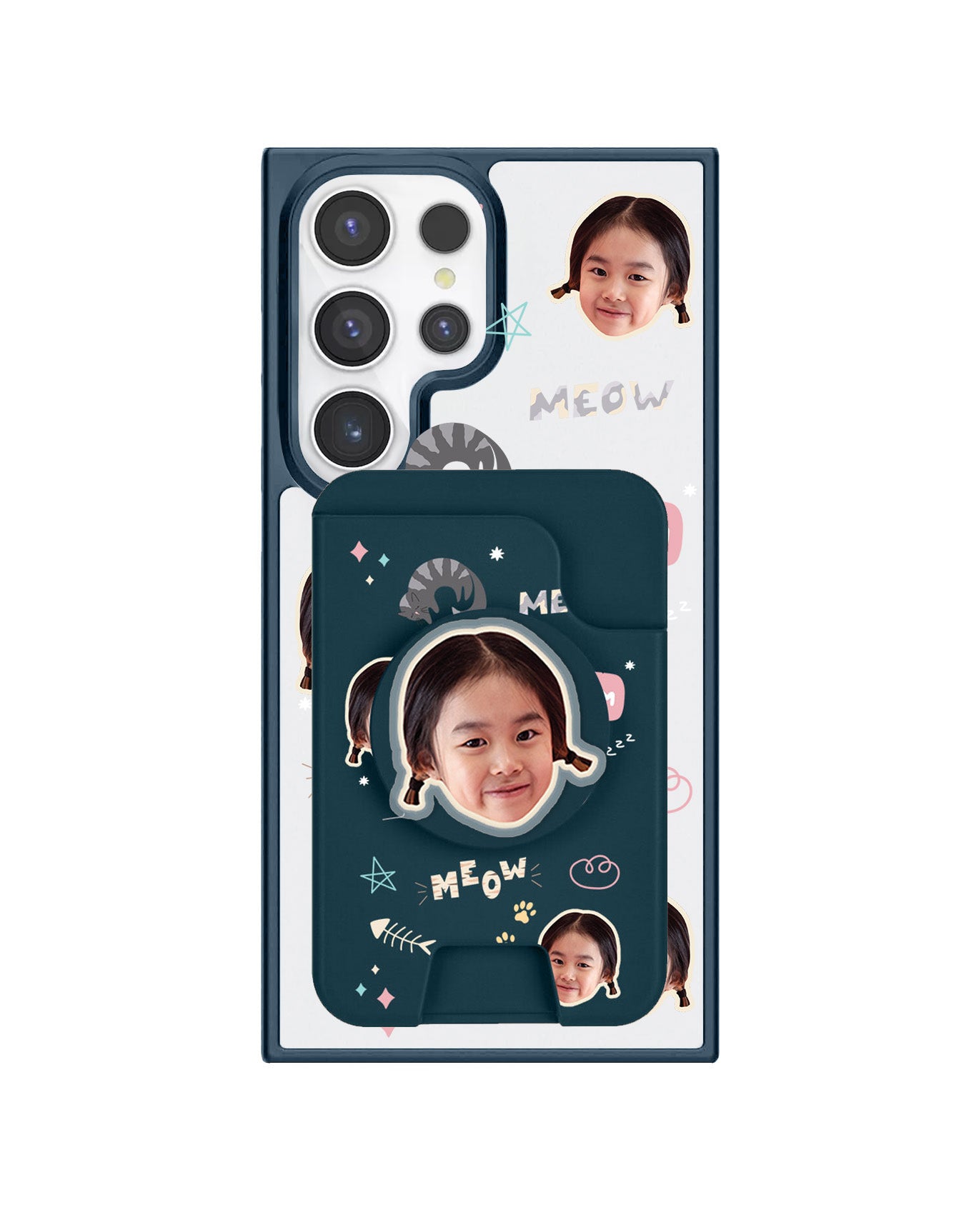 Android Magpop Wallet - Face Grid Kitty