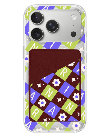 iPhone Phone Wallet Case - Flower Grid Monogram 5.0