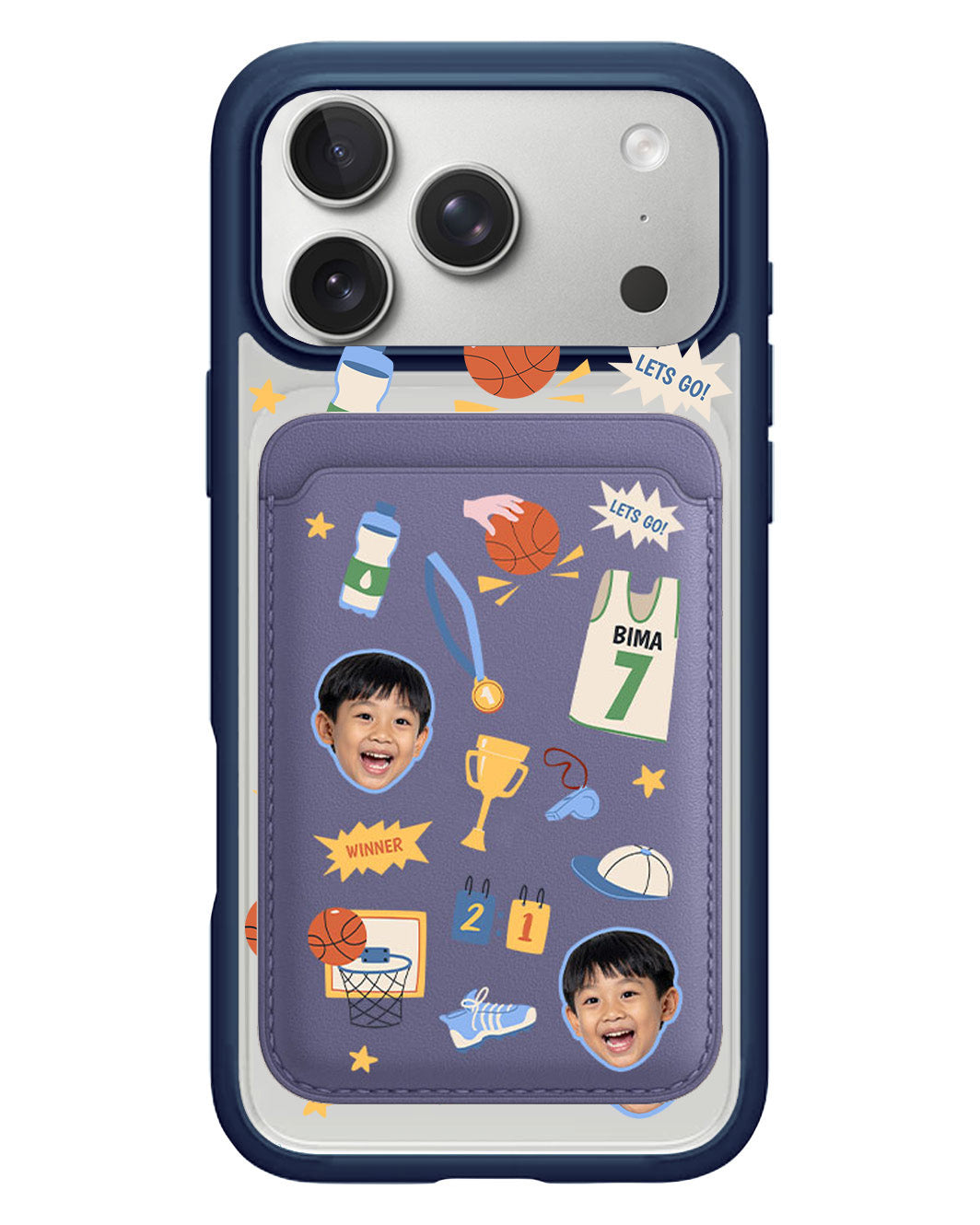 iPhone Magnetic Wallet Case - Face Grid Basketball