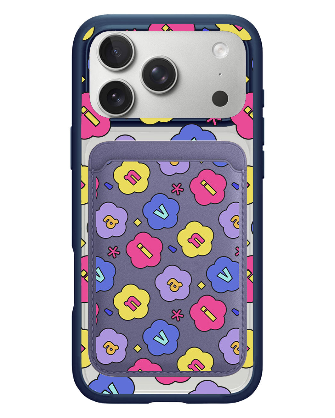 iPhone Magnetic Wallet Case - Flower Petals Monogram 2.0