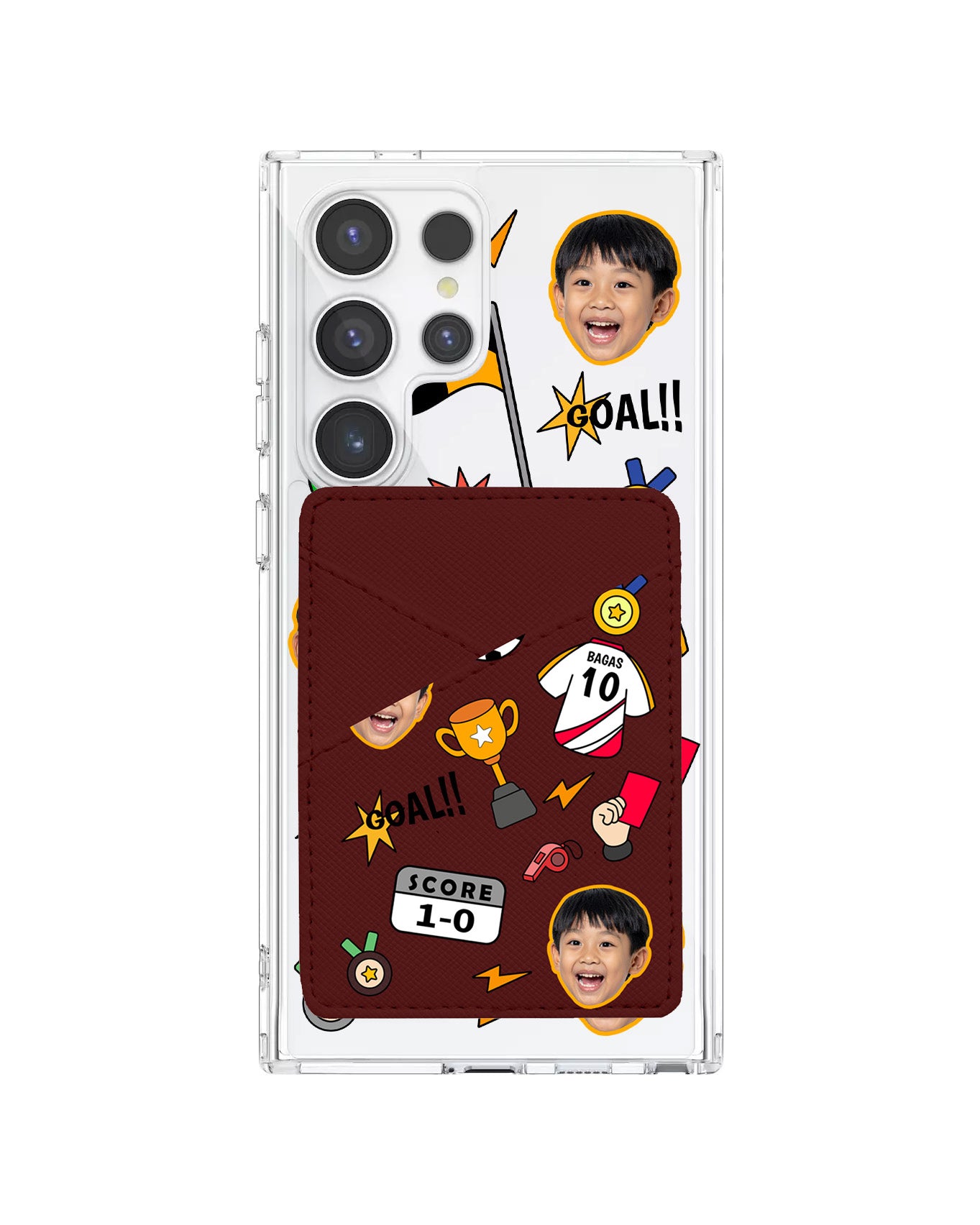 Android Phone Wallet Case - Face Grid Soccer