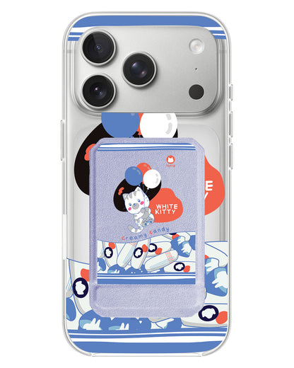 iPhone Magnetic Multifold Wallet - White Kitty