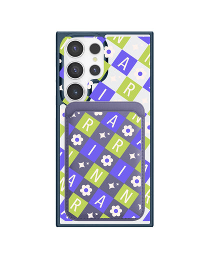 Android Magnetic Wallet Case - Flower Grid Monogram 5.0