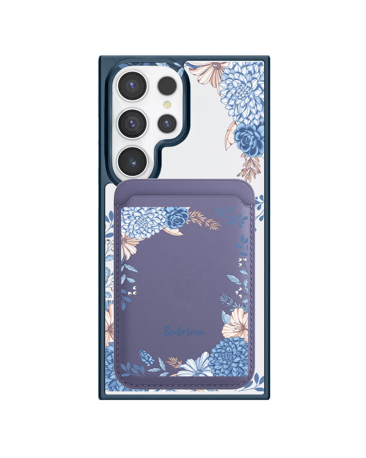 Android Magnetic Wallet Case - Blue Florals