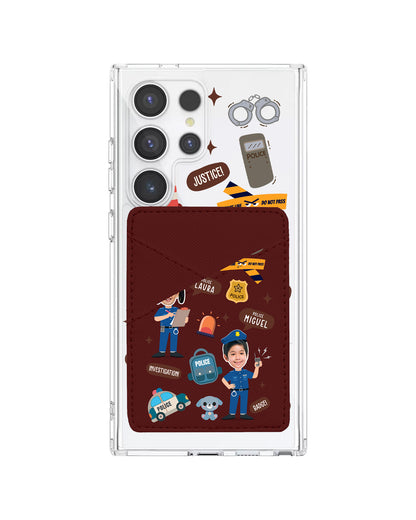 Android Phone Wallet Case - Face Grid Dream Police