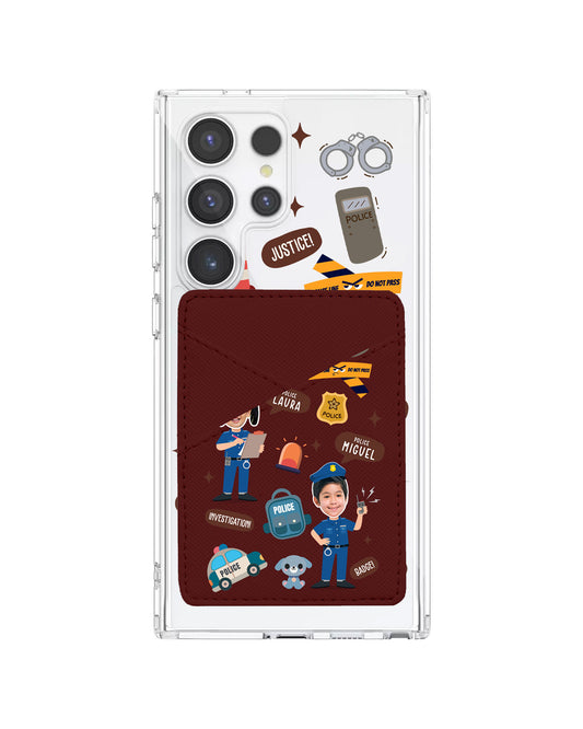Android Phone Wallet Case - Face Grid Dream Police