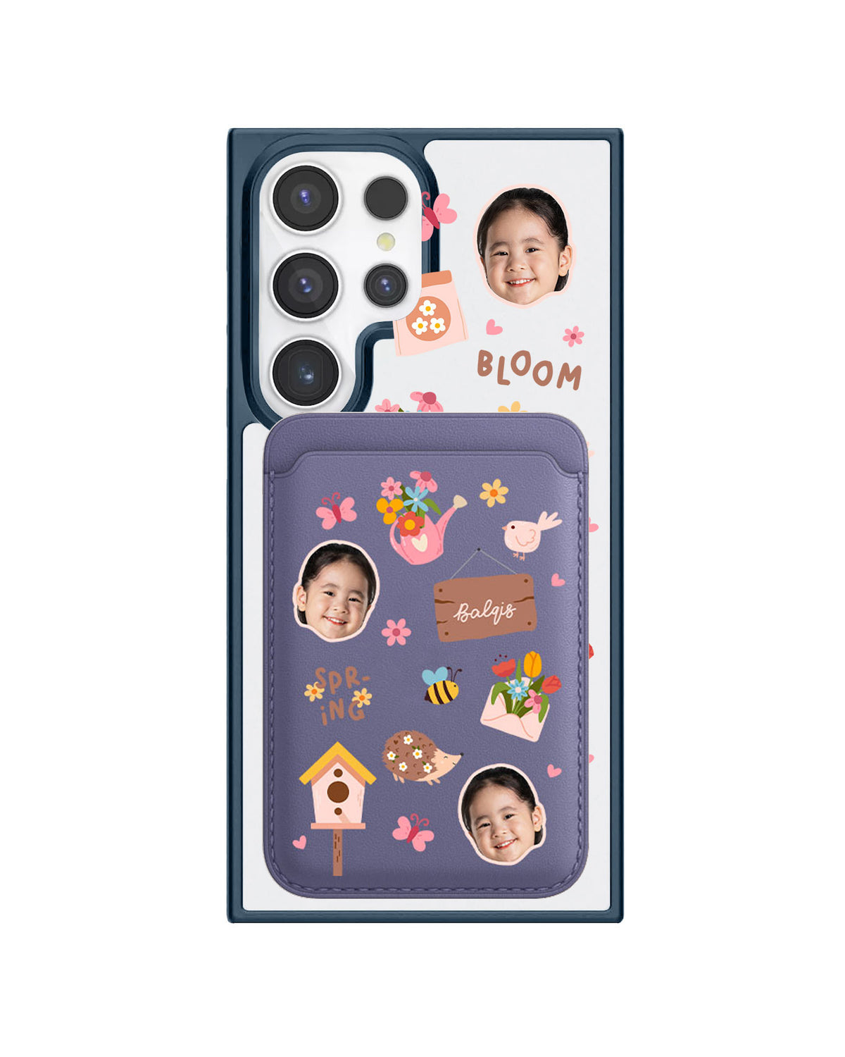 Android Magnetic Wallet Case - Face Grid Spring Bloom
