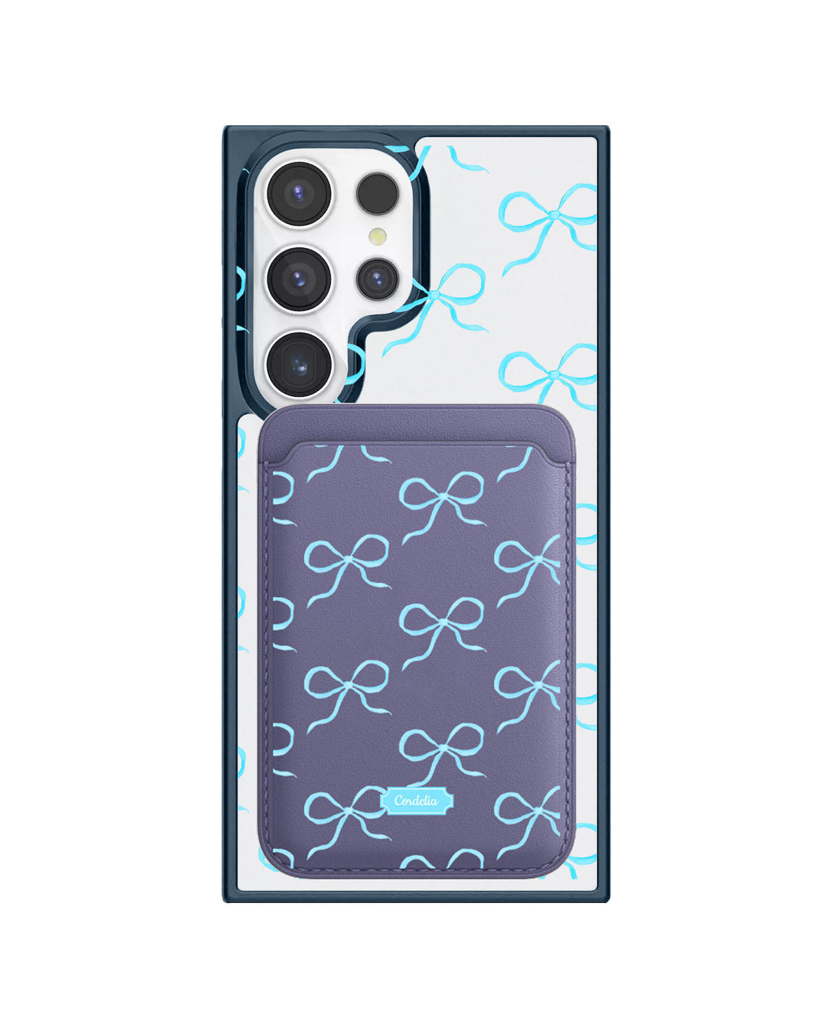 Android Magnetic Wallet Case - Coquette Blue Bow
