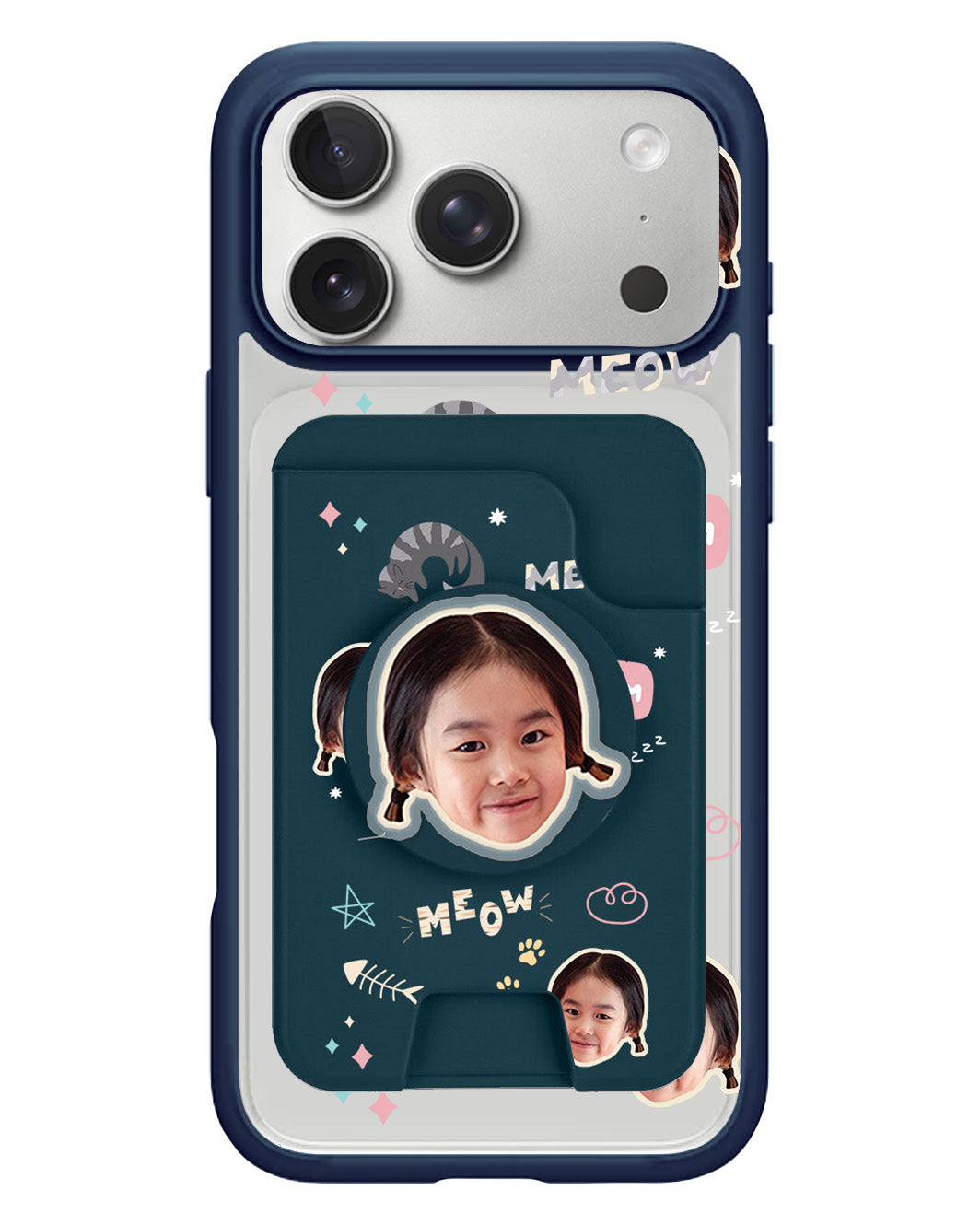 iPhone Magpop Wallet - Face Grid Kitty