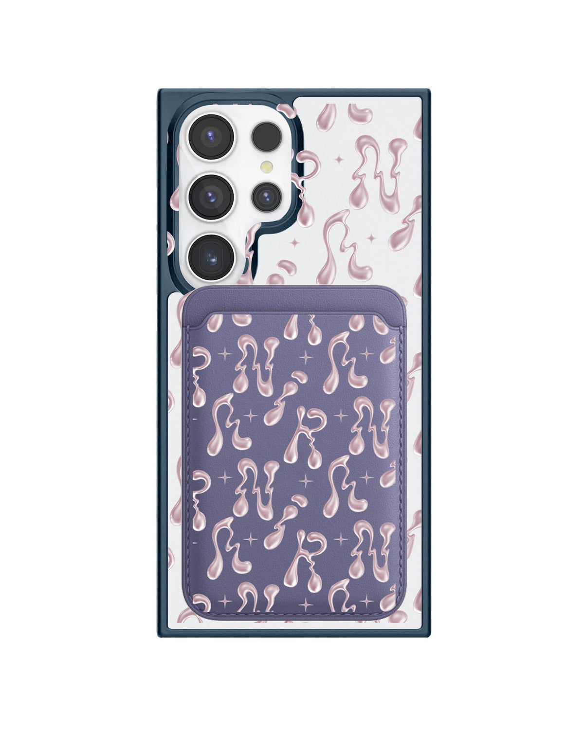 Android Magnetic Wallet Case - Pink Chrome Monogram 2.0