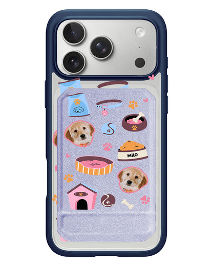 iPhone Magnetic Multifold Wallet - Pet Grid Puppy Cozy Day