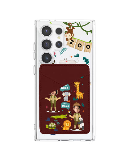 Android Phone Wallet Case - Face Grid Dream Zoo Keeper
